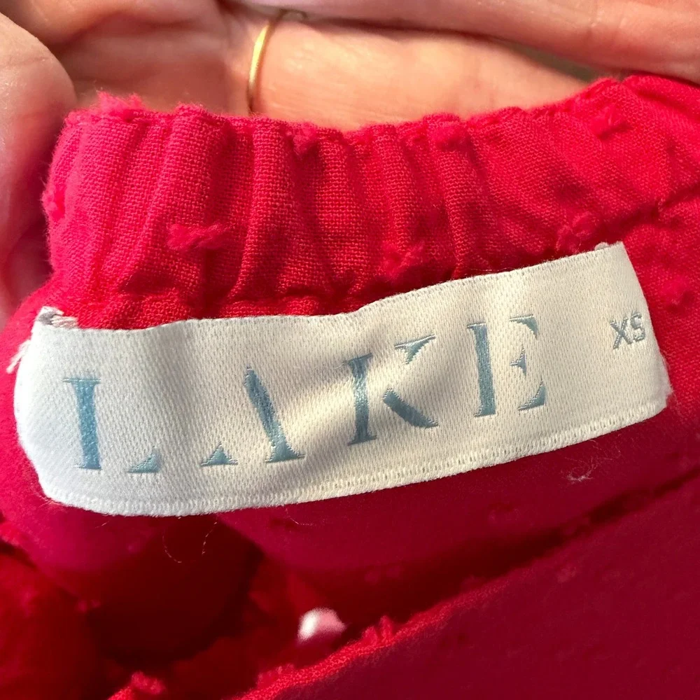 Lake Pajamas Lolly heatwave Pink Clip Dot Cotton Patio Dress Ruffle Midi Size XS - Picture 3 of 13